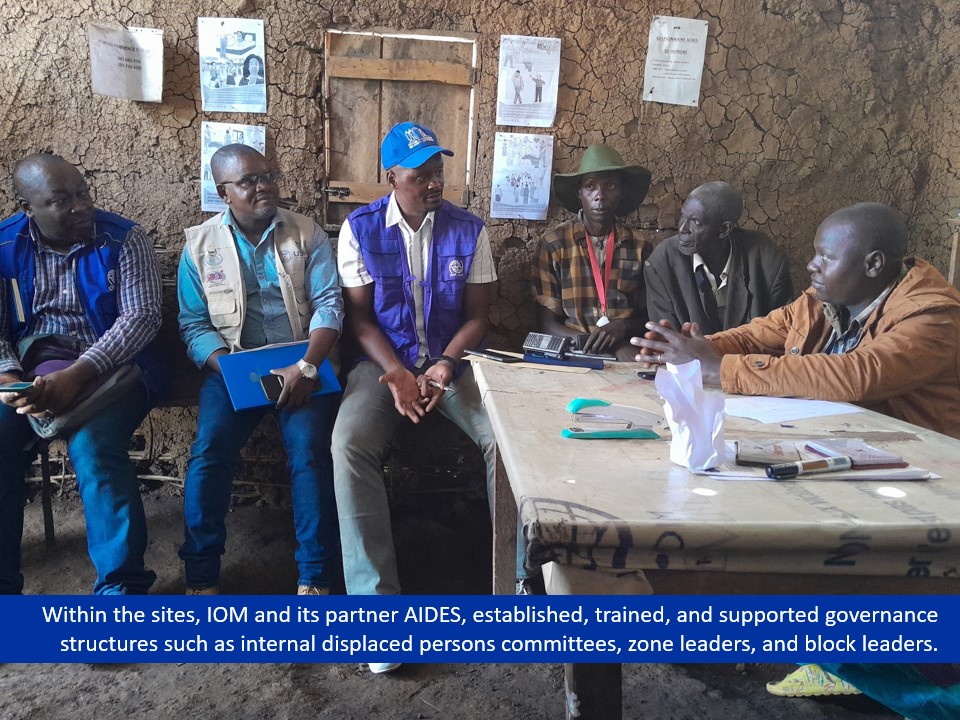 Discussion with Committee members of a displacement site in Ituri province